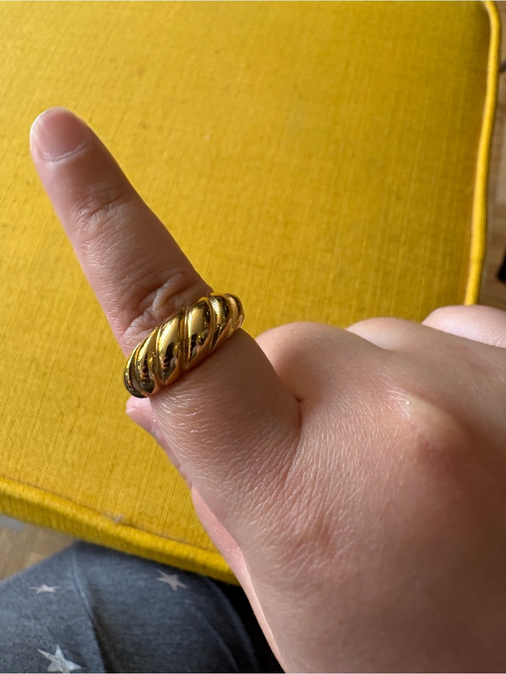 Vintage style gold plated croissant ring